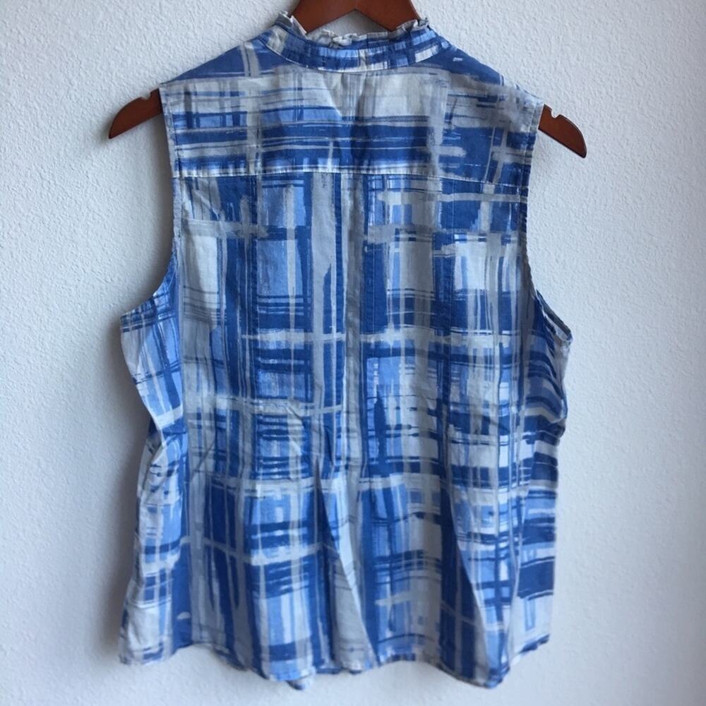 Coldwater Creek Sleeveless Button-Up No Iron Tank Watercolor Tie Due Large P - Picture 2 of 5